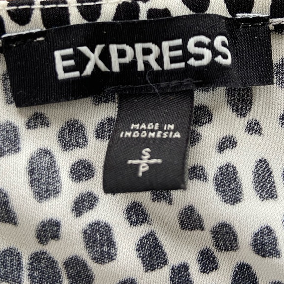 Express Womens Black/White Polka Dot Wrap Peplum Cinched Tank Top Blouse Size S - Picture 2 of 6